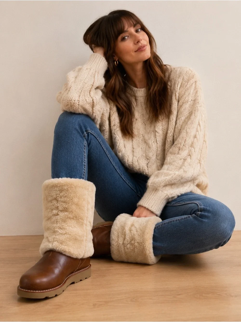 UGG Maylin Chestnut Leather Shearling Boots Women’s 6 | Rare Y2K Après Ski